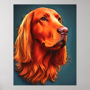 Poster Irish Setter Portrait pour animaux de compagnie Bl