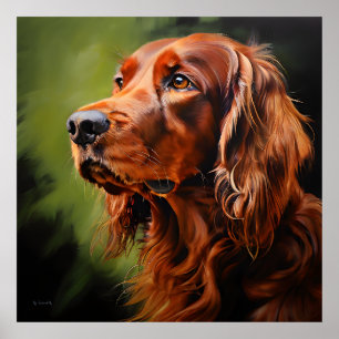 Poster Irish Setter Realism Art Portrait