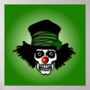 Poster Irish Skeleton Clown Green