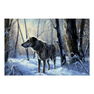 Poster Irish Wolfhop Laisser neiger Noël