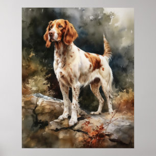 Poster Irlandais Rouge et blanc Setter Chien Art Imprimer