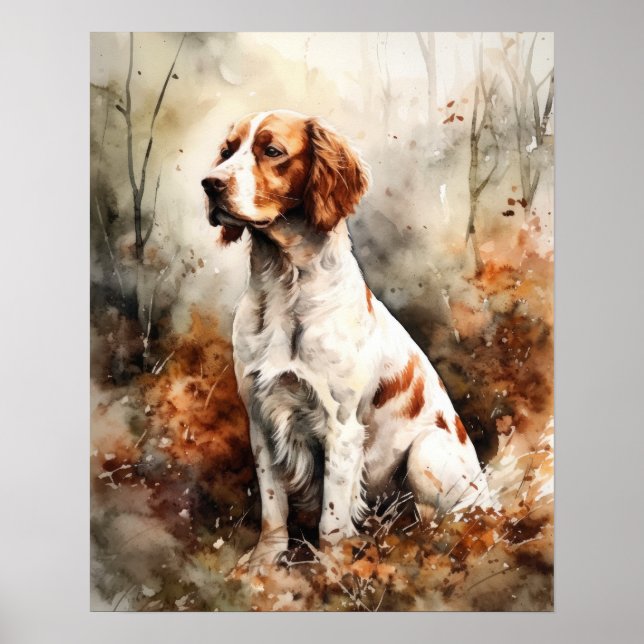 Poster Irlandais Rouge et blanc Setter Chien Art Imprimer (Devant)