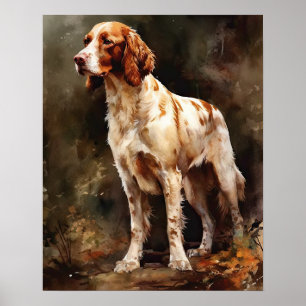 Poster Irlandais Rouge et blanc Setter Chien Art Imprimer