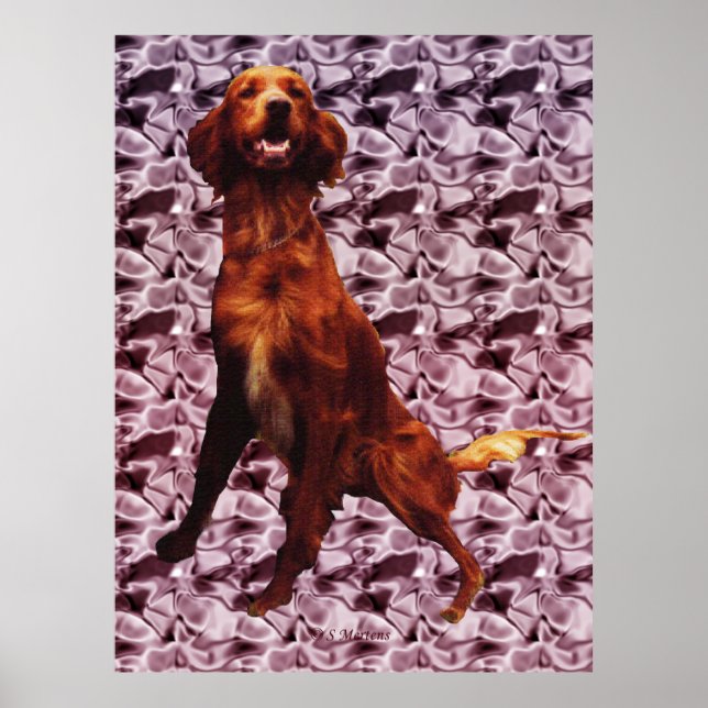 Poster irlandais Setter avec Lavendar Flower Motif (Devant)