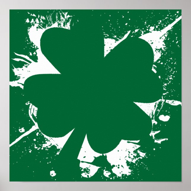 Poster Irlandais Shamrock Splatter (Devant)