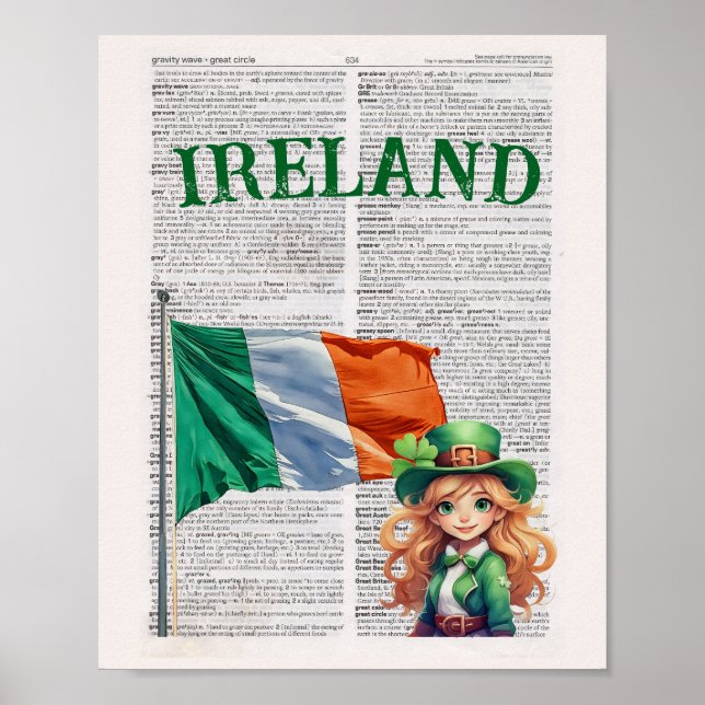 Poster IRLANDE — Art de la page du dictionnaire (Devant)