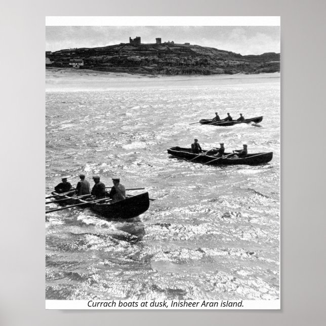 Poster Irlande, bateaux de pêche au curry au large d'Inis (Devant)