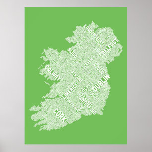 Poster Irlande Eire City Plan du texte
