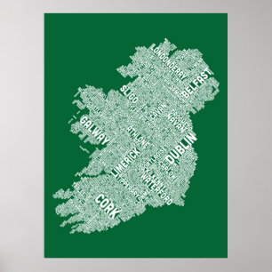 Poster Irlande Eire City Plan du texte