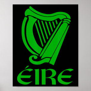 Poster Irlande Eire Eireann Fierté Irlandaise Harpe Gaéli