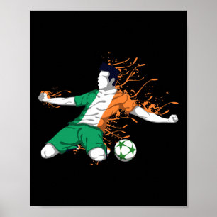 Poster Irlande Équipe Nationale de Football - Drapeau Irl