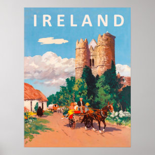 Poster Irlande, la caravane passe sur la route du village