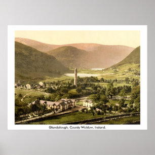 Poster Irlande vintage, 19ème siècle Glendalough Wicklow