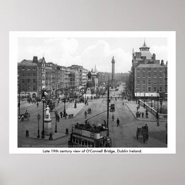 Poster Irlande vintage, pont O'Connell Dublin (Devant)