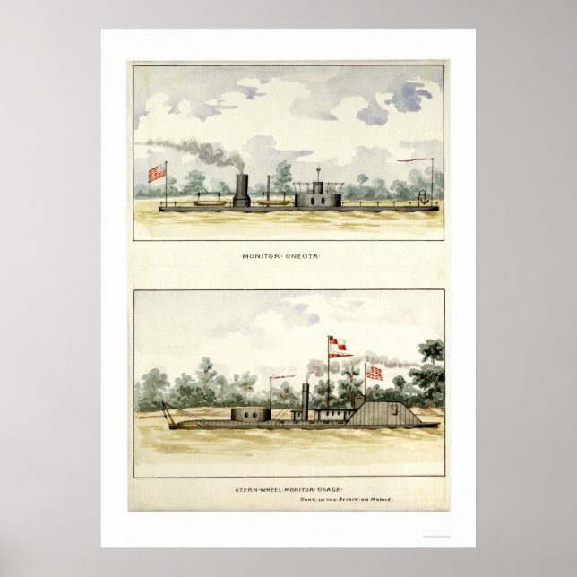 Poster Ironclad Oneota par D.M.N. Stouffer 1864 (Devant)