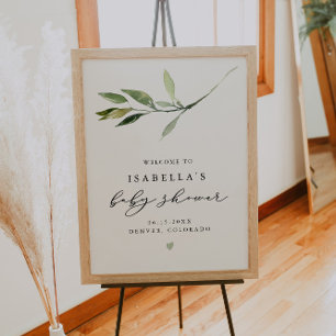 Poster ISABELLA Elegant Baby shower de verdure Bienvenue