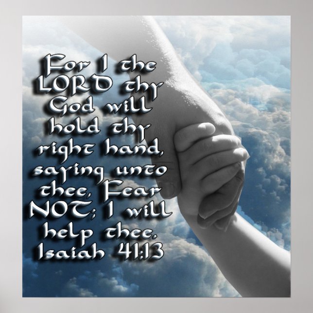 POSTER ISAIAH 41:13 CRAINTE PAS - DIEU TIENDRA VOTRE MAIN (Devant)