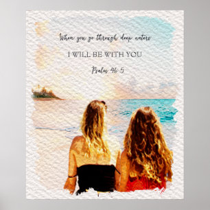 Poster Isaïe 43 2 Aquarelle Mère Fille Vue Mer
