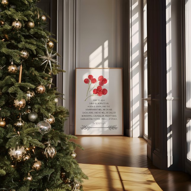 Poster Isaïe 9:6 Écriture de Noël minimale Art (Isaiah 9:6, Minimal Christian Christmas Art, Christmas Wall Art, Christian Christmas Prints)