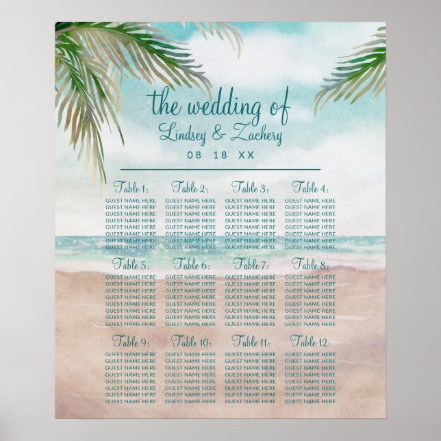 Poster Island Breeze Beach Table de mariage Carte de sièg (Devant)
