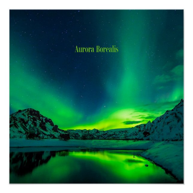 Poster Islande, Aurora Borealis (Devant)