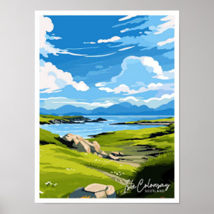 Poster Isle Colonsay Scotland Travel Vintage illustration