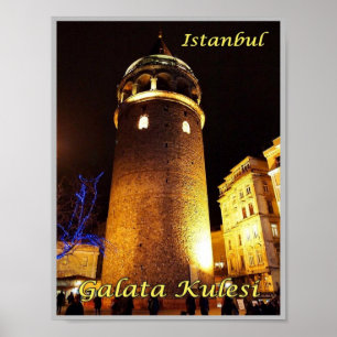 Poster Istanbul - Galata Kulesi at Night - Turkey -