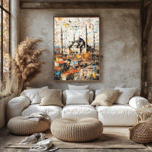 Poster Istanbul Hagia Sophia Peinture Abstraite au Goutte