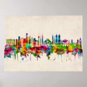 Poster Istanbul Turkey Skyline