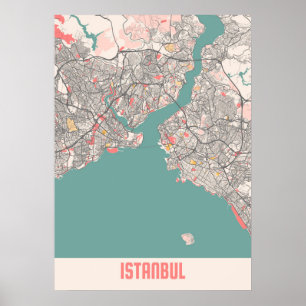 Poster Istanbul - Turquie Carte de la ville de Chalk