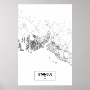 Poster Istanbul, Turquie (noir sur le blanc)