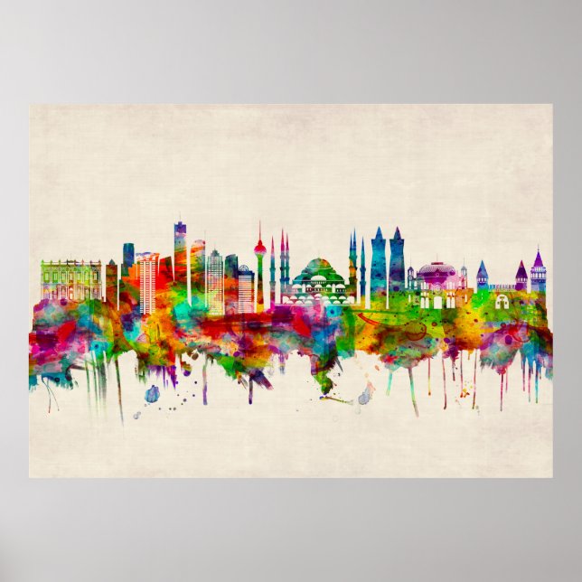 Poster Istanbul Turquie Skyline (Devant)