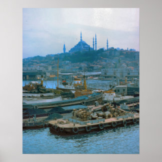 Poster Istanbul vintage, Bateaux sur le Bosphore