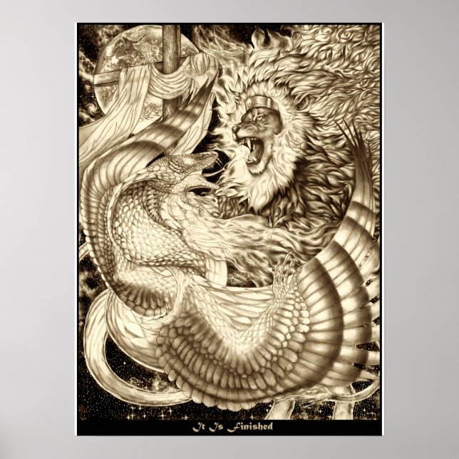 Poster IT IS FINISHED - Lion Of Judah Vs. Winged Serpent (Devant)