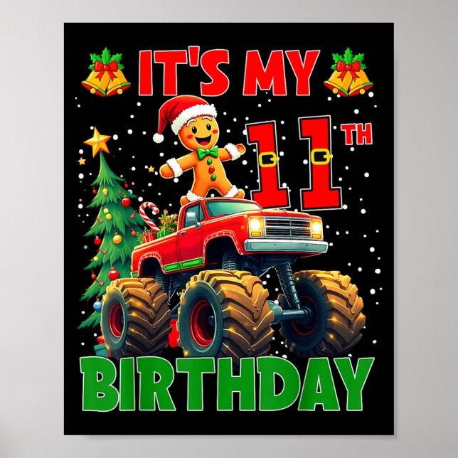 Poster It’s My 11th Birthday Gingerbread Monster Truck Ch (Devant)
