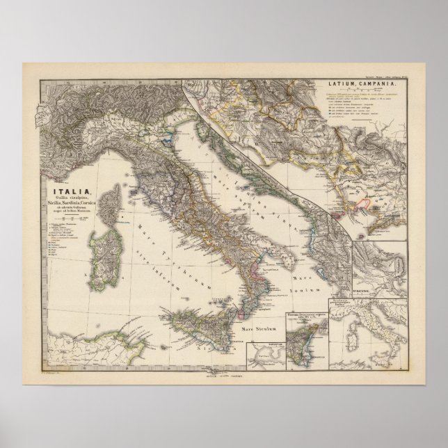 Poster Italia, Gallia cisalpina, Sicile, Sardaigne (Devant)