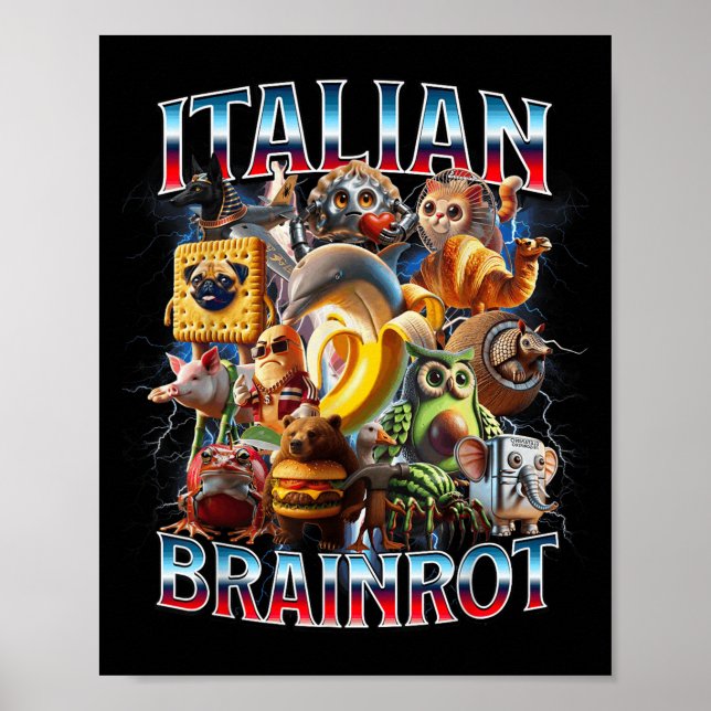 Poster Italian Brain Rot Italian Brainrot Funny Memes Boy (Devant)