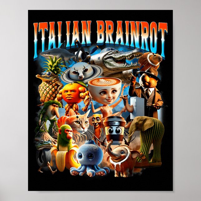 Poster Italian Brainrot Characters Funny Meme Pular Trend (Devant)