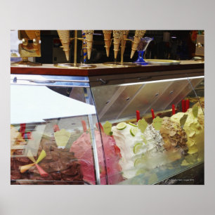 Poster Italian gelato in display case