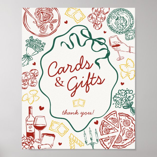 Poster Italian Pasta Dinner Party Cards and Gifts Sign (Devant)