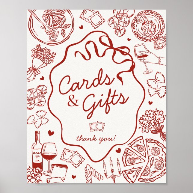 Poster Italian Pasta Party Cards and Gifts Sign (Devant)