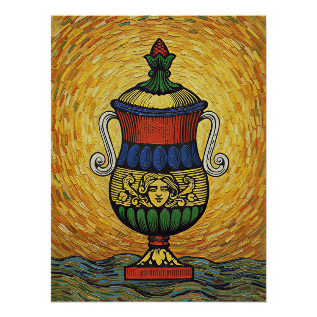 Poster Italian Playing Cards - Ace of Cups, Scopa Coppa (Devant)