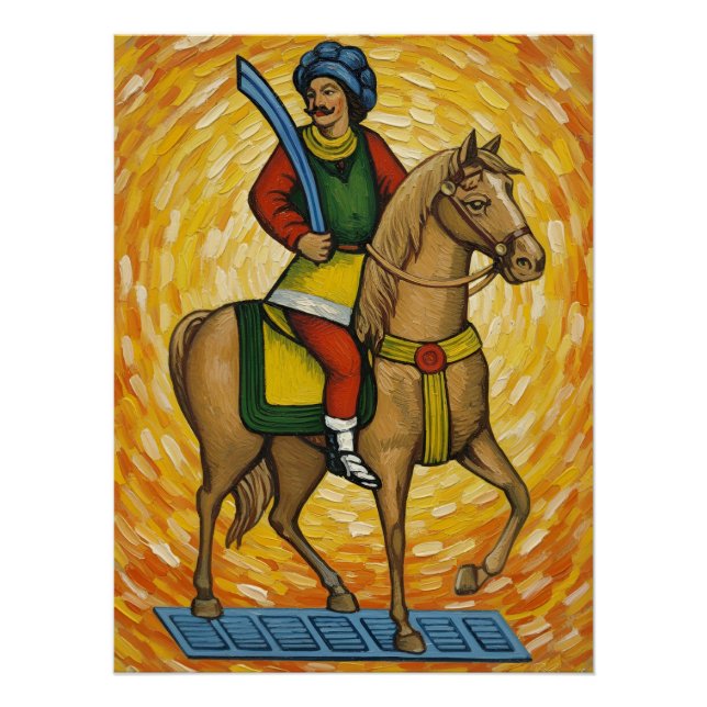 Poster Italian Playing Cards - Cavalier of Swords, Scopa (Devant)