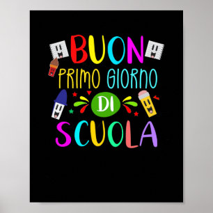 Poster Italian Teacher Happy First Day Of School Back To