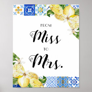 Poster Italie Carreaux bleus citrons de Miss à Mme Signer