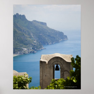 Poster Italie, Côte d'Amalfi, Ravello, Clocher avec