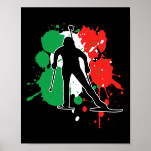 Poster Italie Drapeau Biathlonist - Biathlon Italien