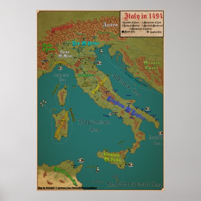 Poster Italie en 1494 (Devant)