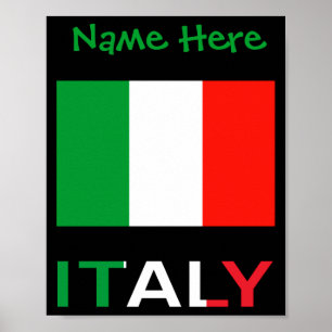 Poster Italie Et Drapeau Italien Vert Personnalisation Ho