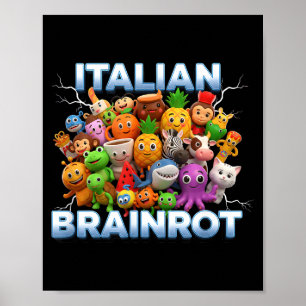 Poster Italie Italien Brainrot Drôle Personnages de Meme